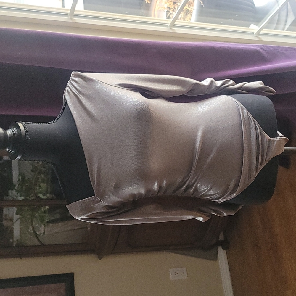 Asymmetrical Pewter Bodysuit